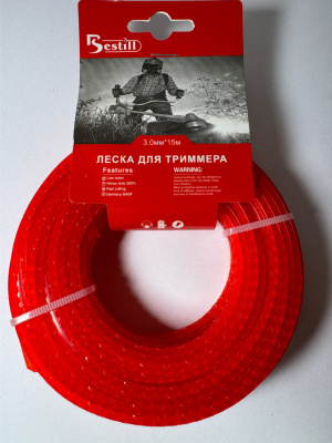 Леска мотокосы Ø3,0mm,  15 метров      (пила)   "BESTILL"